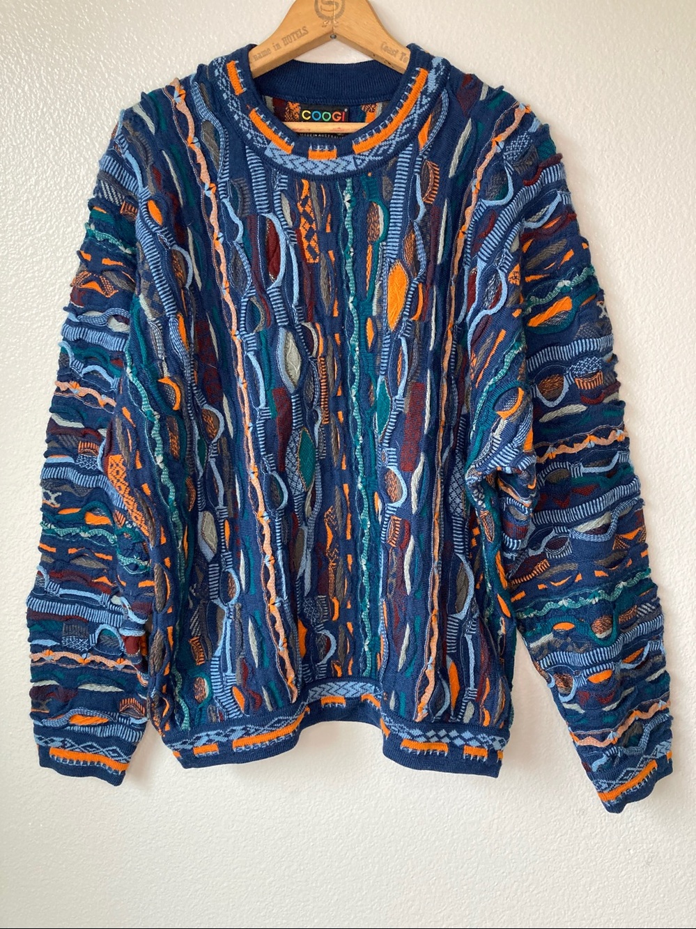 Vintage Coogi Australia 100% Wool 3D texture knit sweater 80s 90s sz M